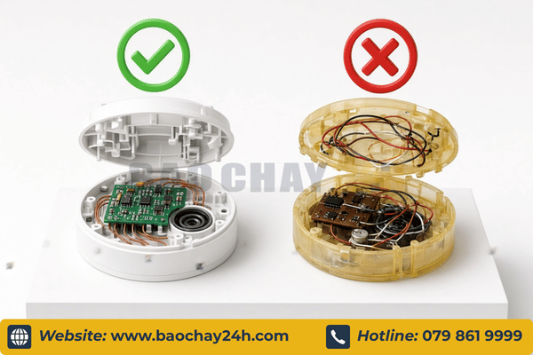 So sanh dau bao chay Hochiki chinh hang va hang gia